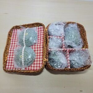Miniature Picnic Basket Tea Set Speckled Glaze Ceramic‎ Pottery Pretend Play